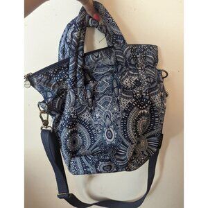 Sakroots Culver Crossbody Bag Mandala Pattern Navy Adjustable Strap Top Handles